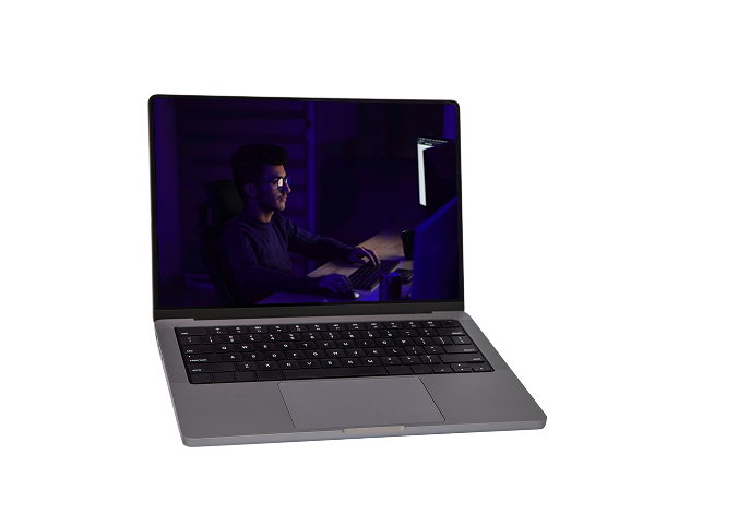 Portátil moderno abierto mostrando la interfaz de la aplicación Roadmap sobre fondo neutro